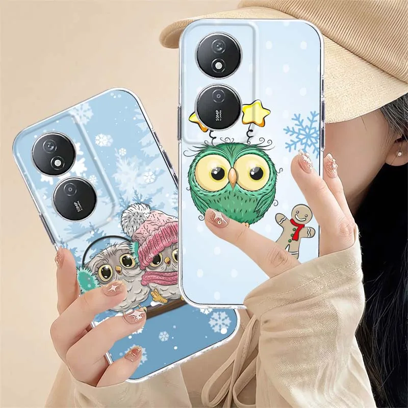 Capa de Celular com Arte de Coruja de Desenho Animado de Inverno para Honor Magic 8 7 6 5 4 3 400 200 100 90 80 70 50 9X Pro Flat GT Smart Lite