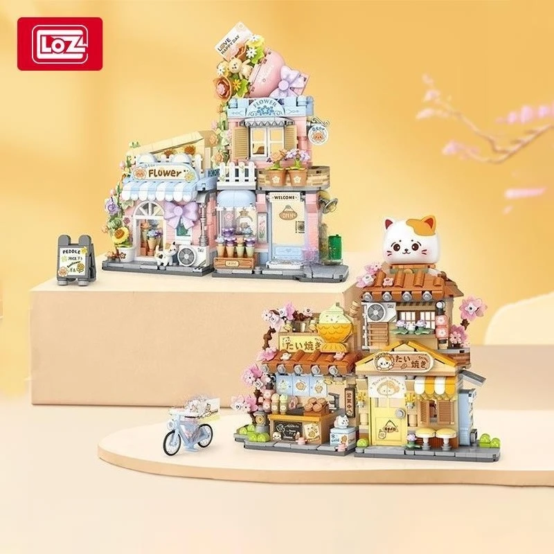 Bloques LOZ, Juguete de construcción DIY, bonitos artículos de Navidad, pintura MOC, cabina, tienda de comida, Juguetes, casa de dulces, regalos para niña, regalo de Año Nuevo