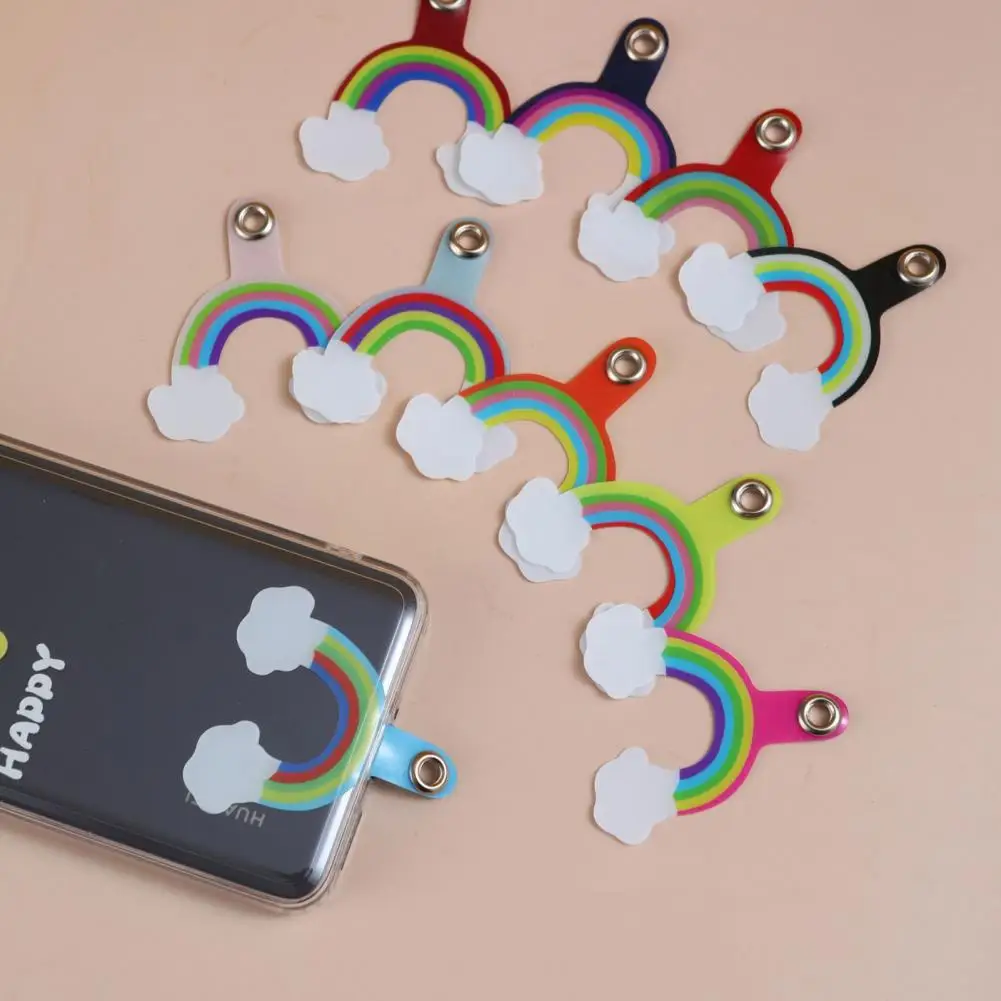 Phone Lanyard Patch Rainbow Color Anti-lost Lanyard Card Gasket Mobile Phone Lanyard Crossbody Patch Detachable Patch Tether Pad