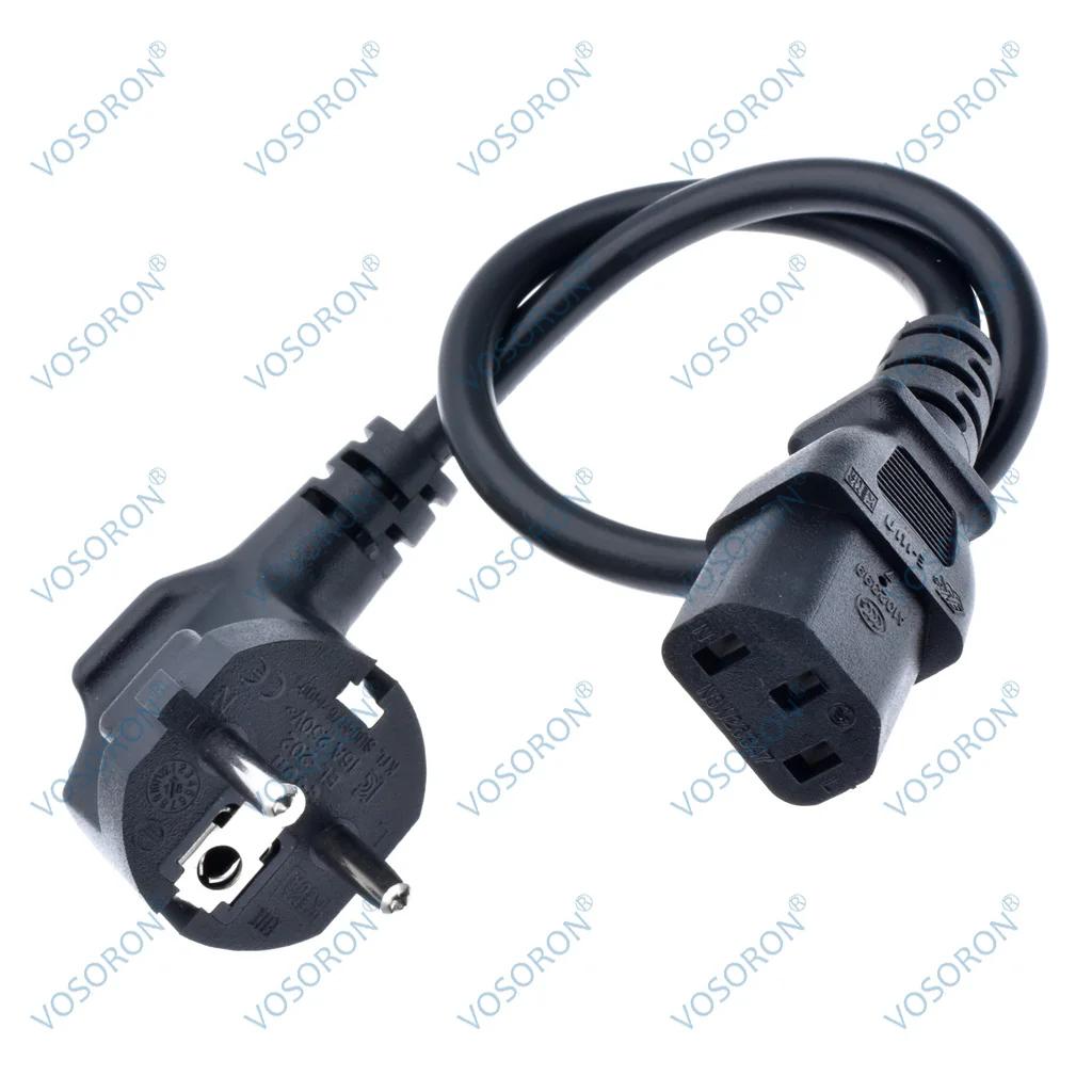 CEE7/7 to IEC C13 Power Cords, 10A/16A, 250V, H05VV-F 0.75mm Cable ,Short Schuko to C13 Power cord,1ft/30cm