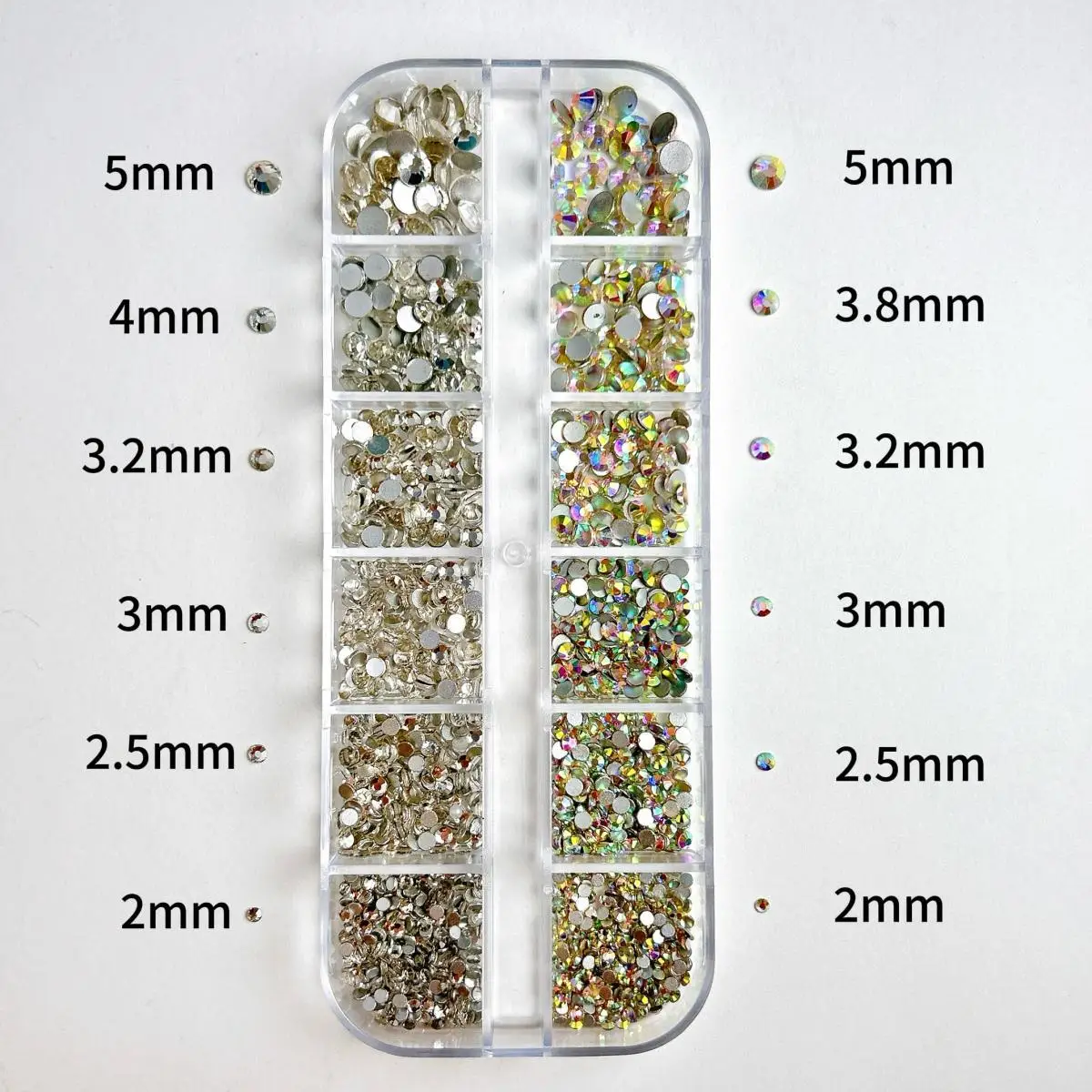 1 pudełko lśniące drobne wielkoformatowe zawieszki do paznokci ze strasem kolorowe okrągłe Rhinestone zdobienie paznokci dekoracje Manicure DIY akcesoria