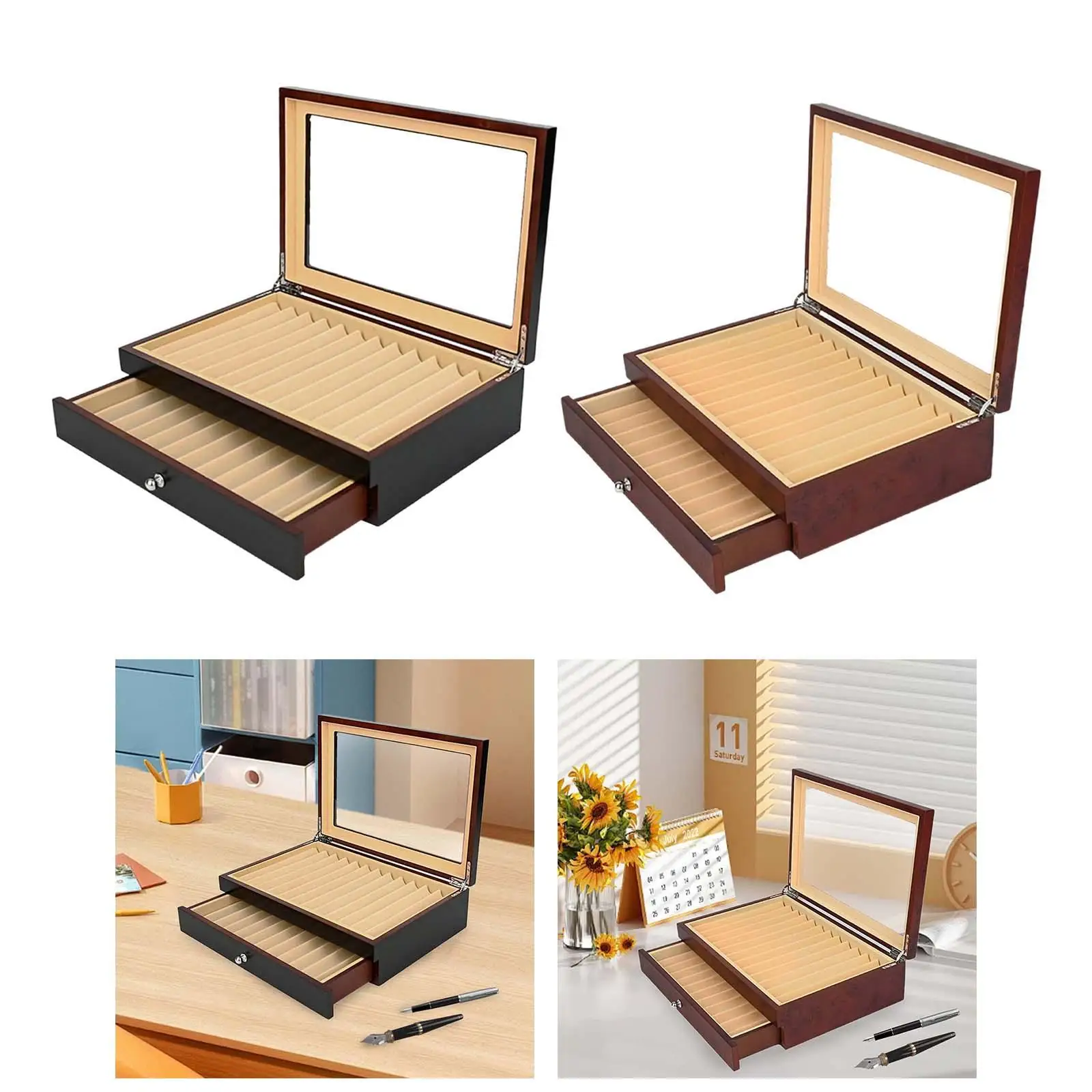 Imagem -03 - Pen Display Box com Gaveta Pen Storage Organizer Caixa Original do Presente Home Birthday Party Office Shop 23 Slots Camadas