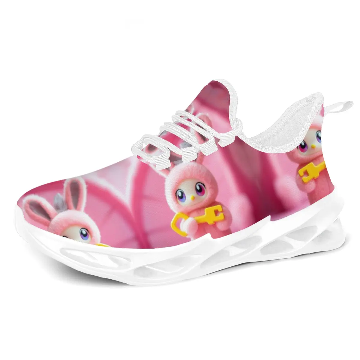 

Lightweight Fly-woven Color-blocking Cartoon Pattern Cute Style Flat Low-top Fashionable Printed Lace-up Casual Shoes