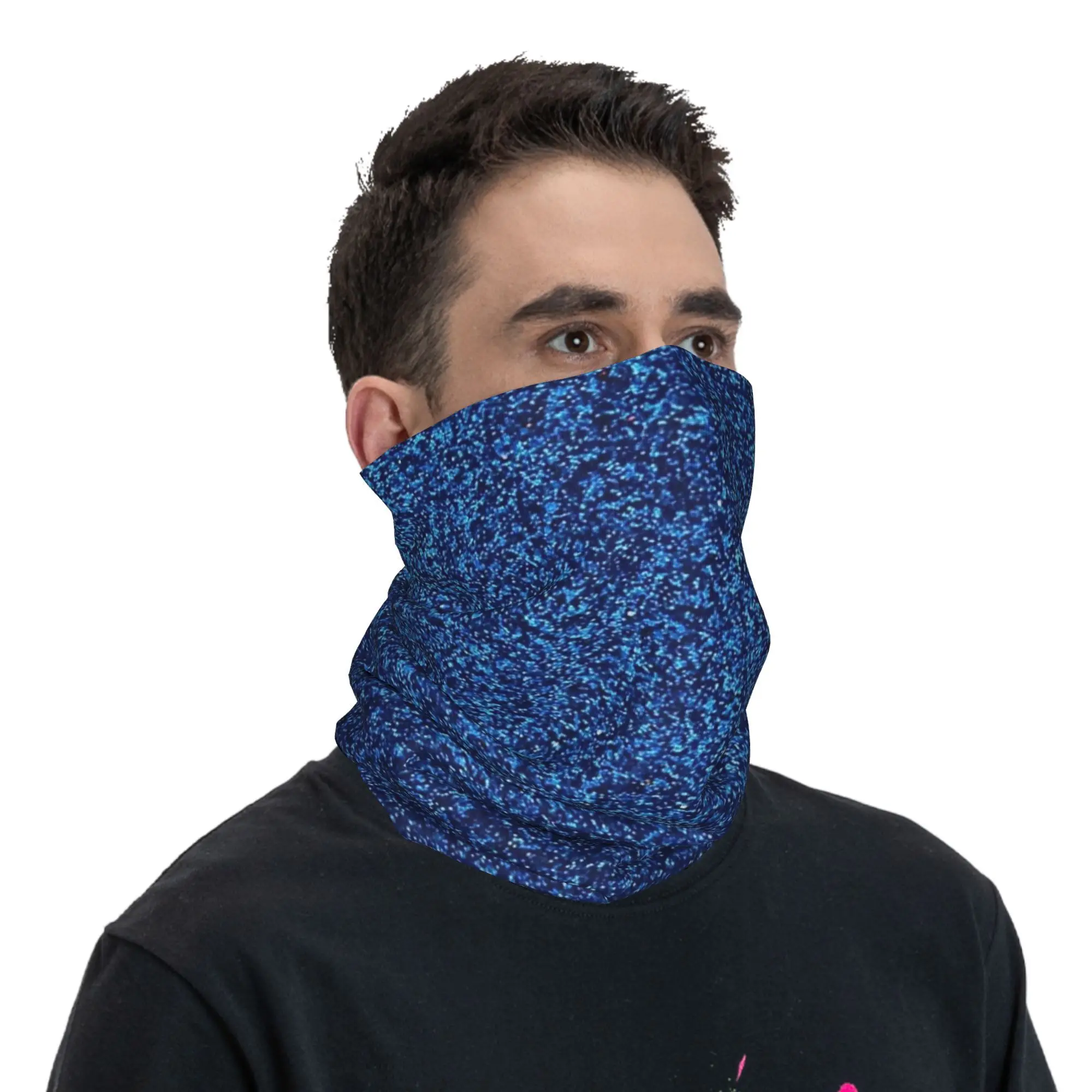 A Little Blue Glitter Bandana Neck Gaiter Printed Wrap Mask Scarf Multi-use Headband Riding For Men Women Adult Washable