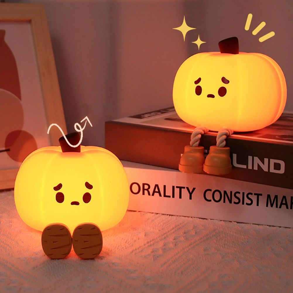 Halloween Pumpkin Night Lights for Kids, Cute Soft Silicone Safe Lamp, Timing Dimmable Decorações, Bedside Decor, Baby Gifts