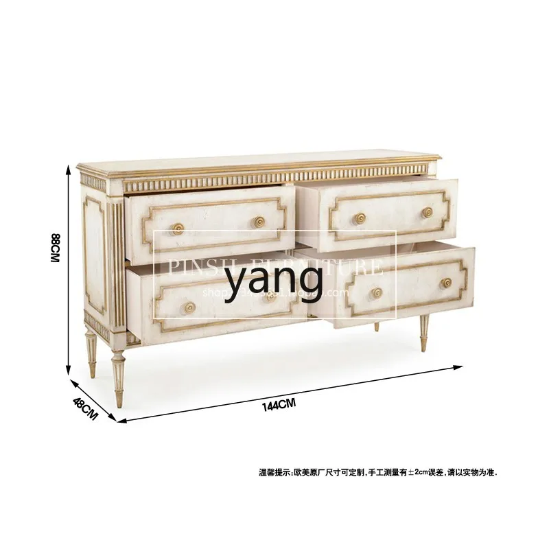 Yhl Cabinet Chest of Drawer Classical Gold Painting Distressed Entrance Cabinet Sideboard