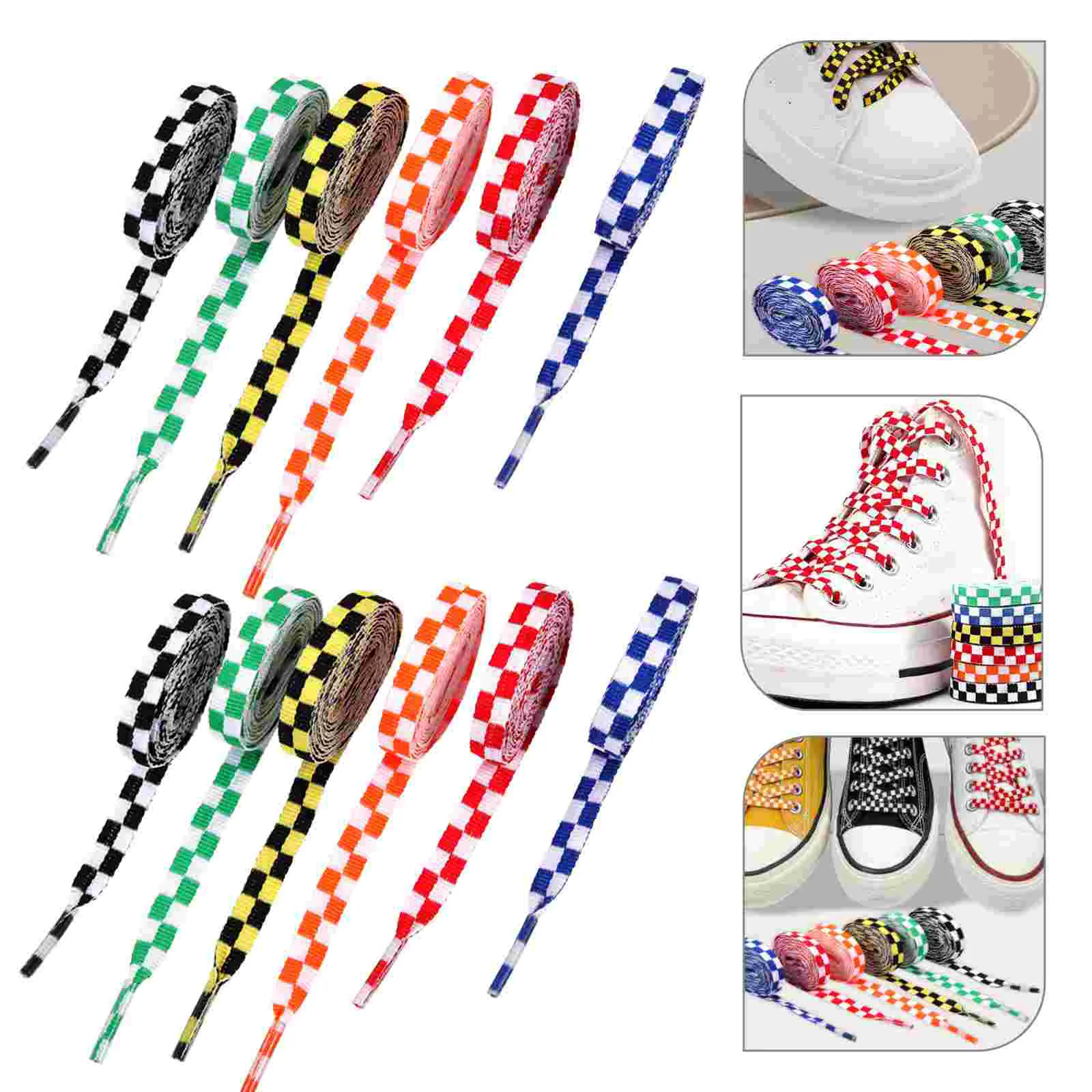 

12 Pairs Shoelace Laces Flat High Density Shoestring Women Circular Accessories Decorative Reusable Sports Shoelaces