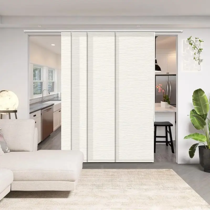 Custom Size Light Filtering Manual Panel Track Blinds for Sliding Glass Doors Patio Window Coverings Modern Home Decor