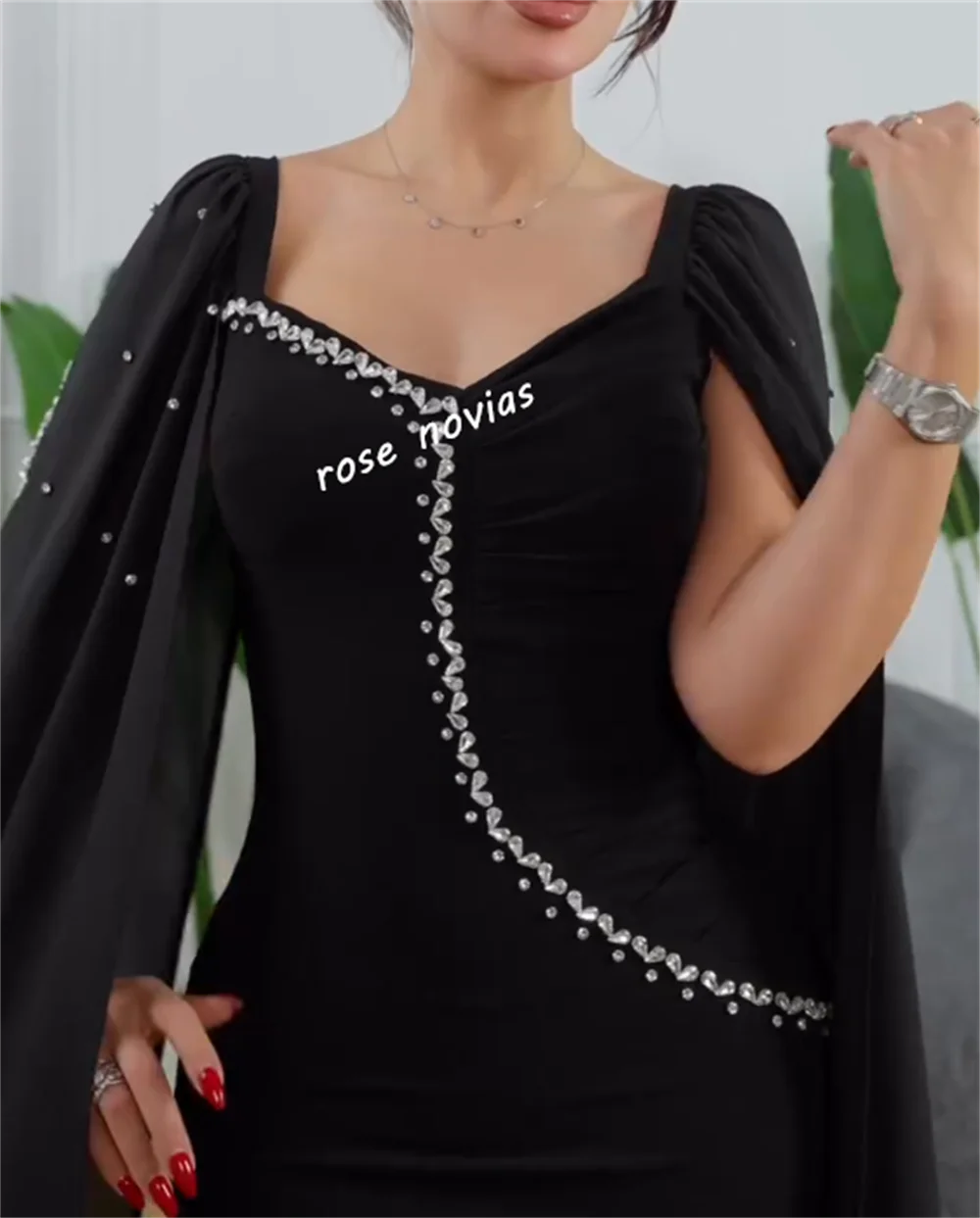 Robe de soirée formelle personnalisée avec strass, charmante robe mi-longue droite, sur mesure, élégante, fête de mariage, haute qualité
