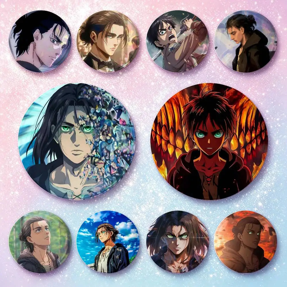 Anime A-Attack on Titan Eren Yeager Badges Button Round Creative Brooch Badge Bag Decor Accessories Fans Collect Friends Gifts