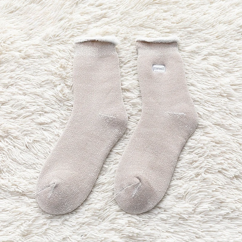 5 paires de chaussettes mi-mollet pour femmes, automne hiver, doublure polaire thermique, épaisses, chaudes, amples, ensemble de chaussettes moelleuses pour filles, 2025