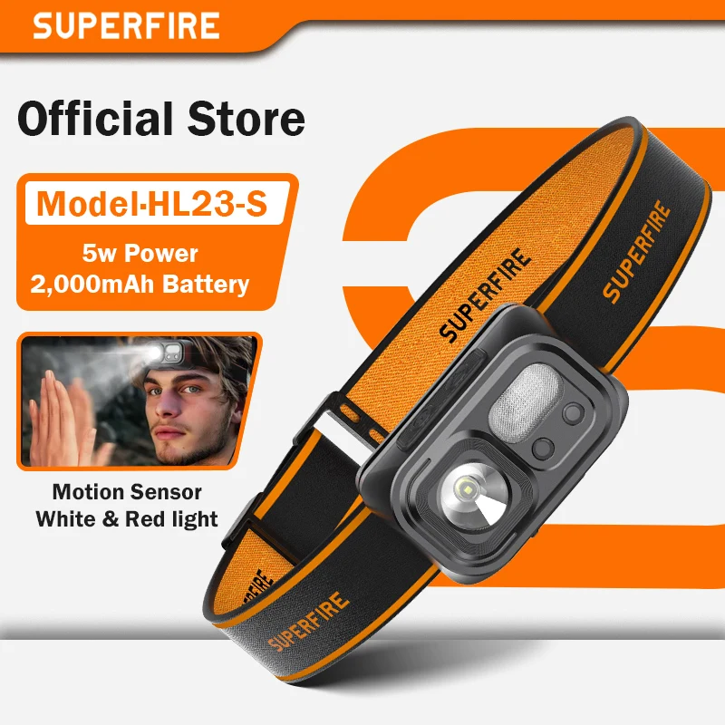 SUPERFIRE HL23 Фара Светодиодный налобный фонарик с индукционной батареей Перезаряжаемый налобный фонарь Type-C Кемпинг Рыбалка Рабочий фонарь