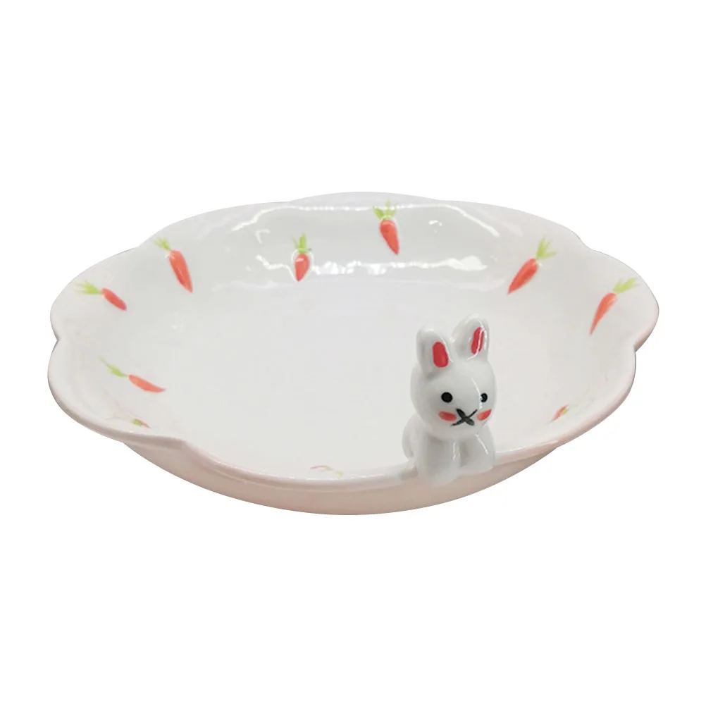 

Ceramic Hand-Painted Rabbit Shape Plate Cartoon Style Food Serving Tray Breakfast Dish Decorative Tableware Salad Fruit