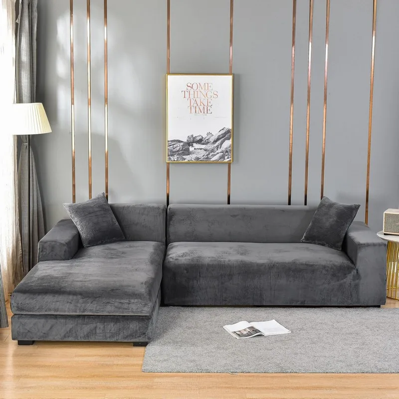 

Solid Color Thickened Silver Fox Fur Sofa Cover High Elasticity All Inclusive Sofa Cushion Cover Ultra Soft Sofa Cover