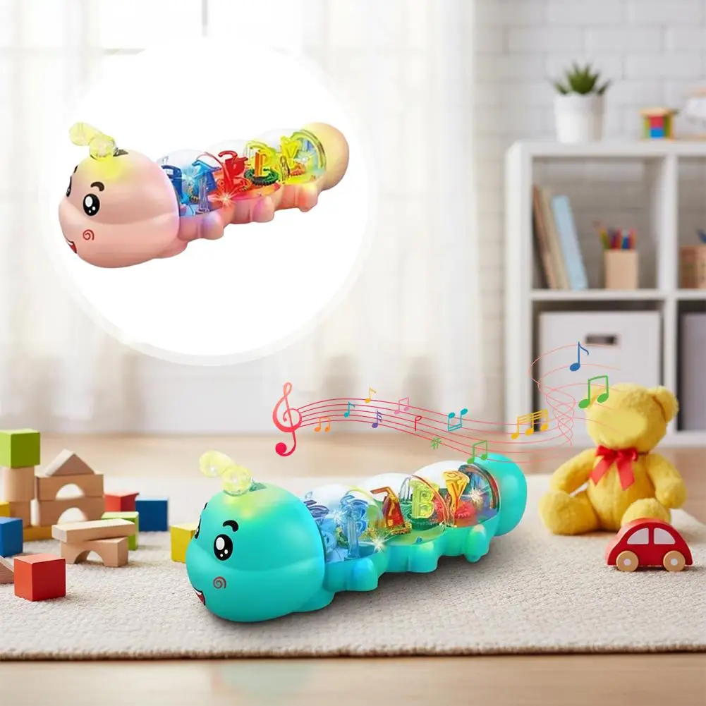 Electric Omnidirectional Caterpillar Toy Creative Cartoon Animal Smart Caterpillar Toy For Children Music Light Gear Caterpillar