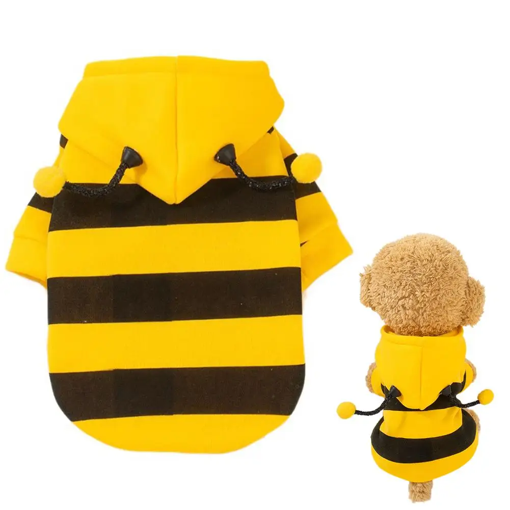 Bienen-Haustier-Hoodie Winter Warmer Fleece Hunde- und Katzenkostüm Cosplay Pullover Outfit für kleine und mittelgroße Welpen und Kätzchen für die Feiertage – Detail 1