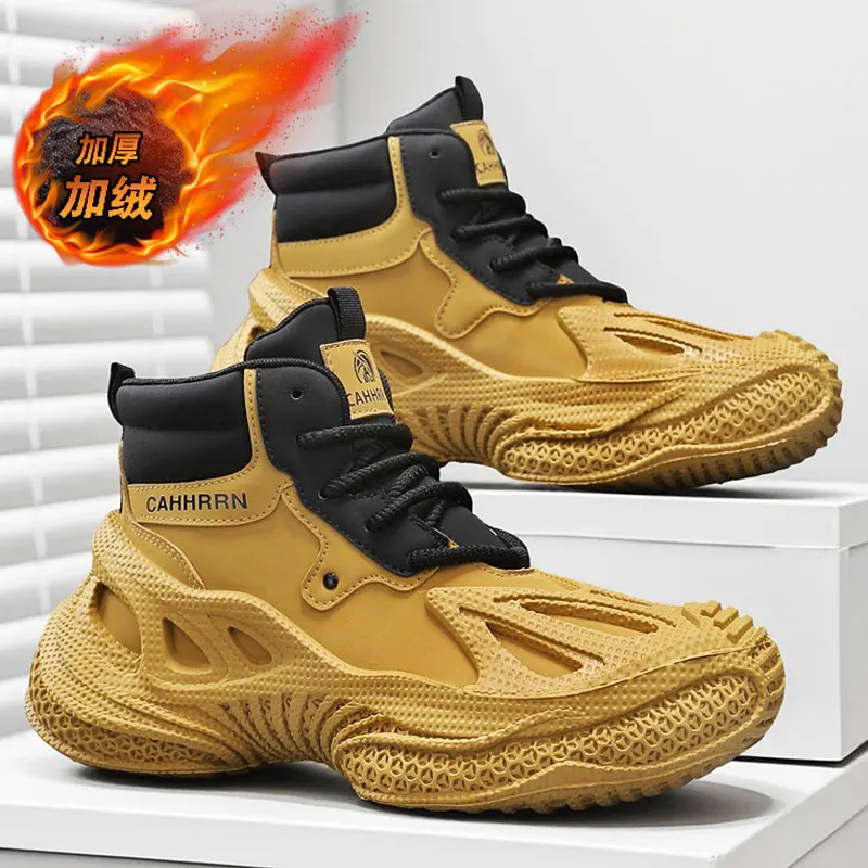 

Men's Thermal Waterproof Winter Boots - Non-Slip Plush Lined Snow Sneakers for Cold Weather