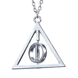 Hot Harriese Magician Boy Luna Deathly Hallows Pendant Necklace Potter Rotatable Triangular Alloy Can Be Given  Holiday Gift