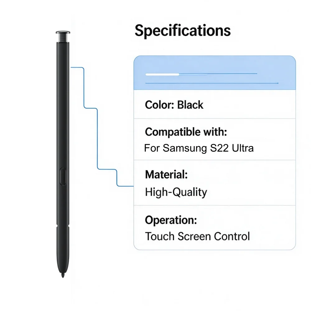 EMR Stylus Touch Pen & Clear Case Replacement For Samsung Galaxy S22 Ultra SM-S908 Basic Writing and Drawing(Without Bluetooth)