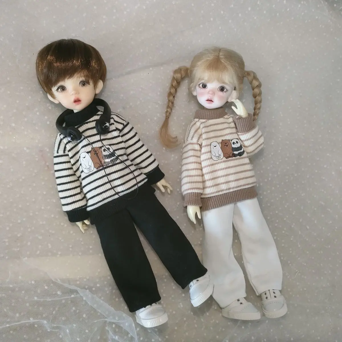 Nowy zestaw ubranek dla lalki 1/6, pasujący do lalki BJD 30 cm, bluza w paski + spodnie, zabawki dla dziewczynek, przebranie, akcesoria dla lalek do zabawy w dom, bez lalki