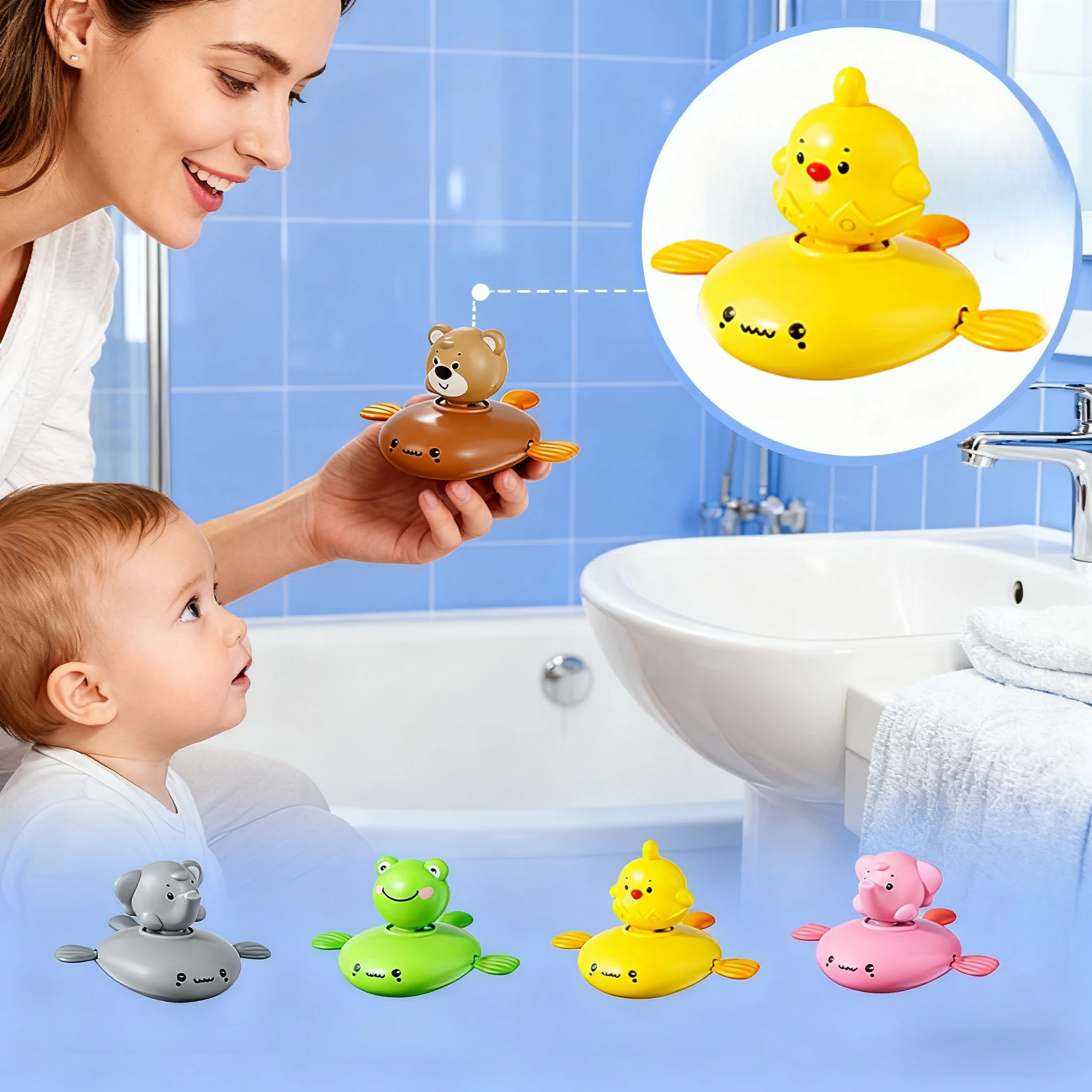 Baby Bath Toy Children Water Play and Bath Fun Spring Wind Toy Parent-child Interaction Exercise Reaction Ability Puzzle Solving