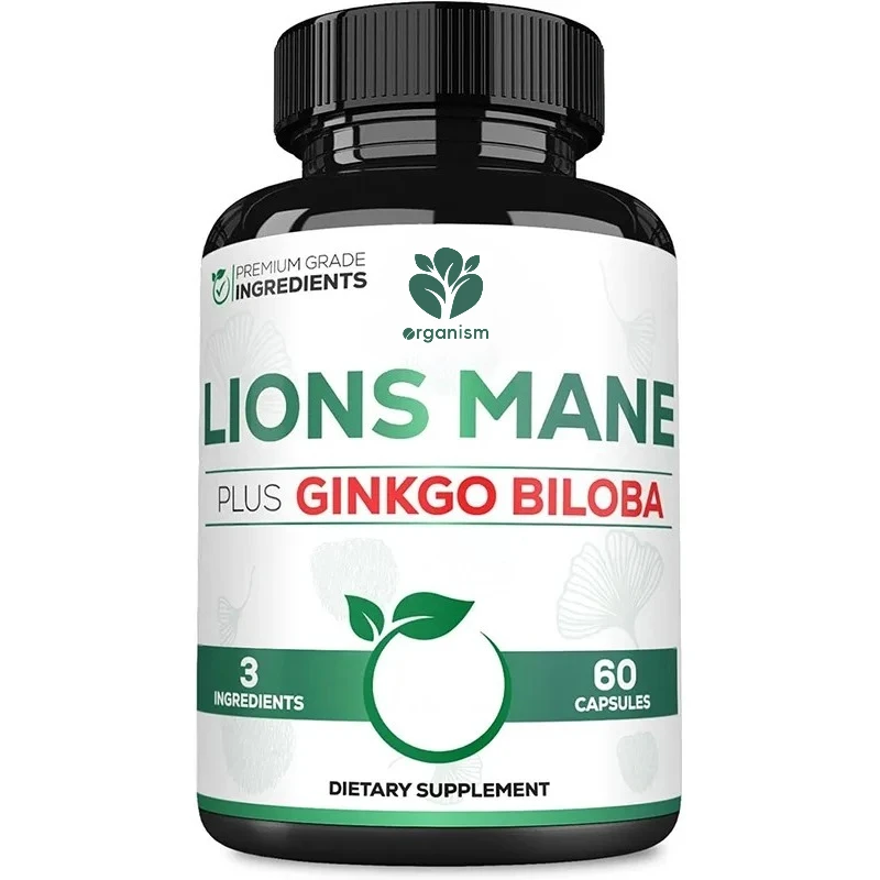 Lion Mane and Ginkgo Leaf Supplement -60 Capsules - Provides Extra Strength for a Peaceful Mind, Immune System, and Focus