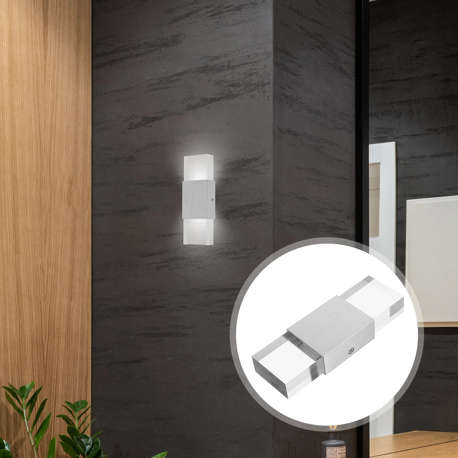 

Indoor Outdoor 6W Cob LED Modern Double Head Wall Lamp Aluminum Acrylic Acrylic Bedroom Courtyard Light Wall Lamp