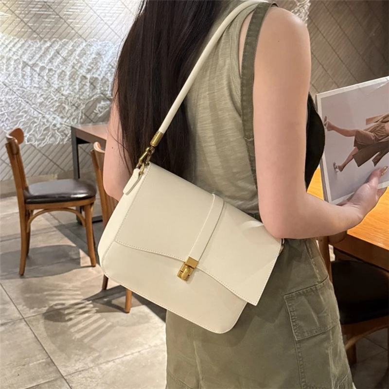 

Elegant Genuine Leather Crossbody Shoulder Bags For Women 2025 Luxury Designer Work Underarm Ladies Handbags With 2 Straps