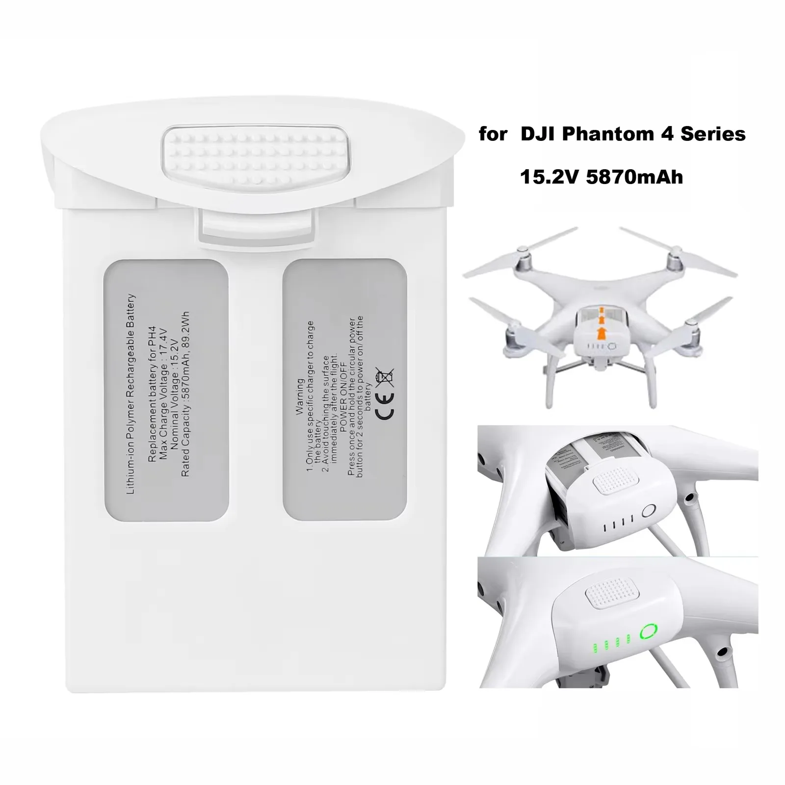 For DJI Phantom 4 Pro Battery 5870mAh Lipo 4S Compatible With Phantom 4 Pro/ V2.0 / 4 RTK/4 Advanced Drone Replacement Battery