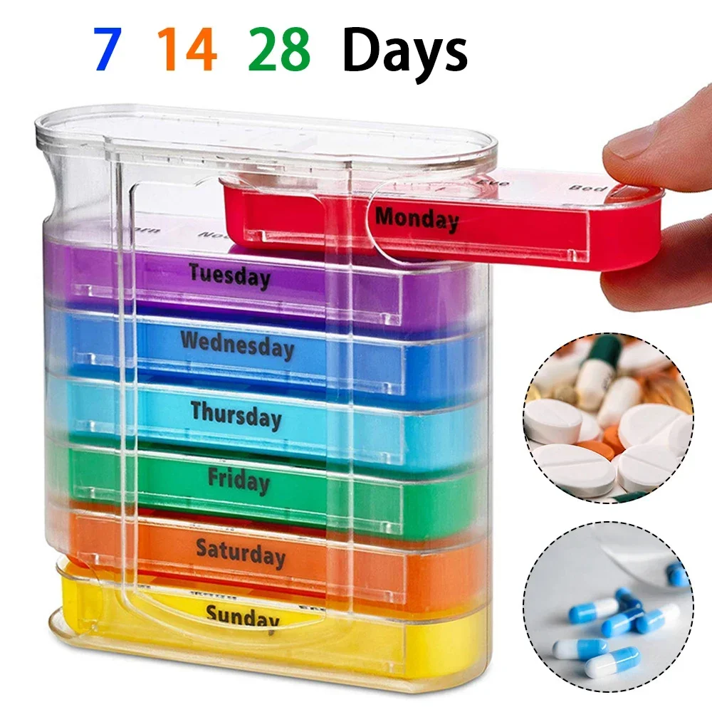 Pull Out 7-day Medicine Box, Color Divided Daily Medicine Storage Box, Portable Travel Pill Vitamin Packaging Box