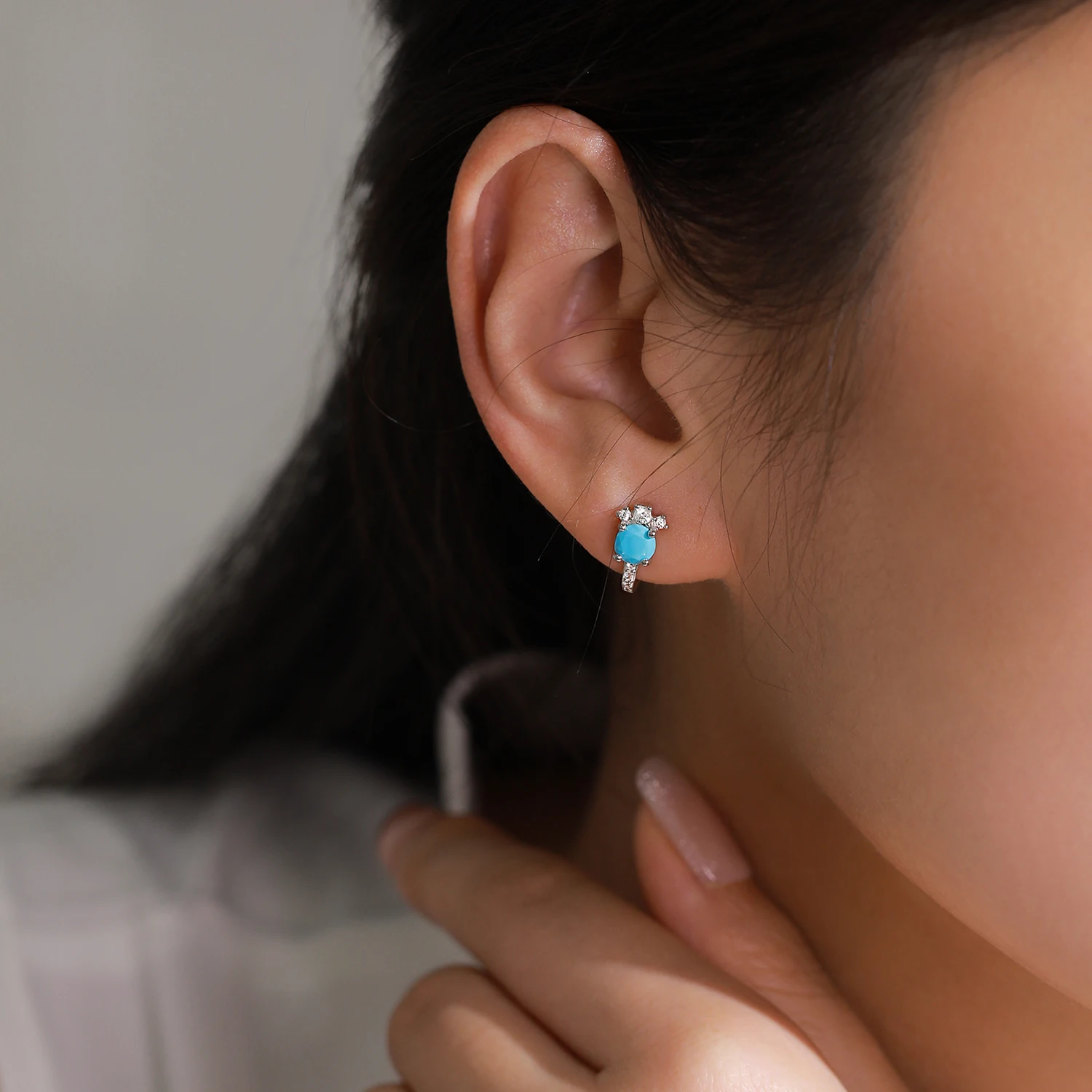 Ailmay 925 Sterling Silver Retro Turquoise Fashion Geometric Earrings For Women Festival Party Accessories Gift
