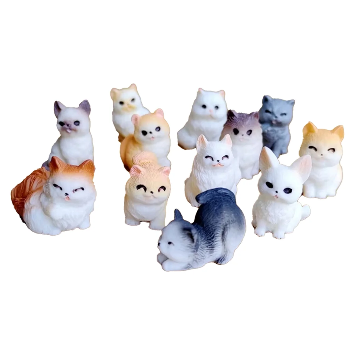 AT52 Cute Mini Small Cat Animal Decoration Resin Craft Miniature Figure Tiny for Bonsai Micro-Landscape Fairy Garden Decor