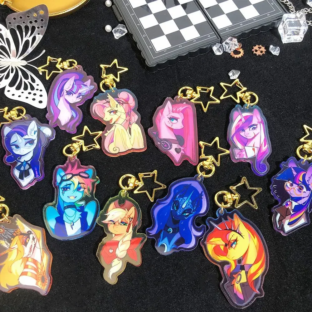 11 Set My Little Pony Figure Exquisite Ornaments Photo Desktop Decor Badge Collect Cartoon Model Card Stand Sign Birthday Gift