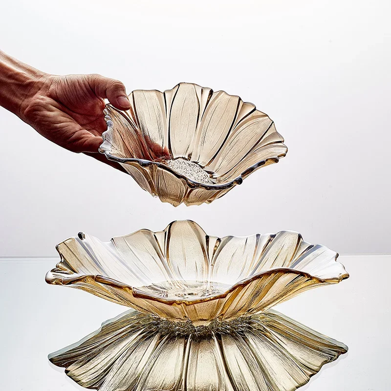 

Glass Crystal Fruit Plate Living Room Coffee Table Dining Room Decoration Household Snacks Dried Fruit Plate Desktop Ornaments