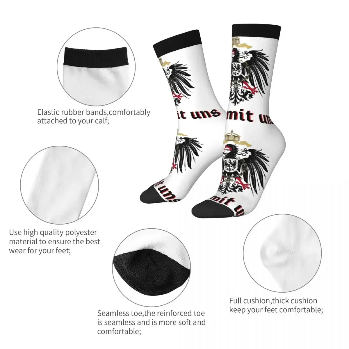 Winter Warm Harajuku Women Men God With Us Coat Of Arms Of The German Empire Socks Breathable Sports Socks