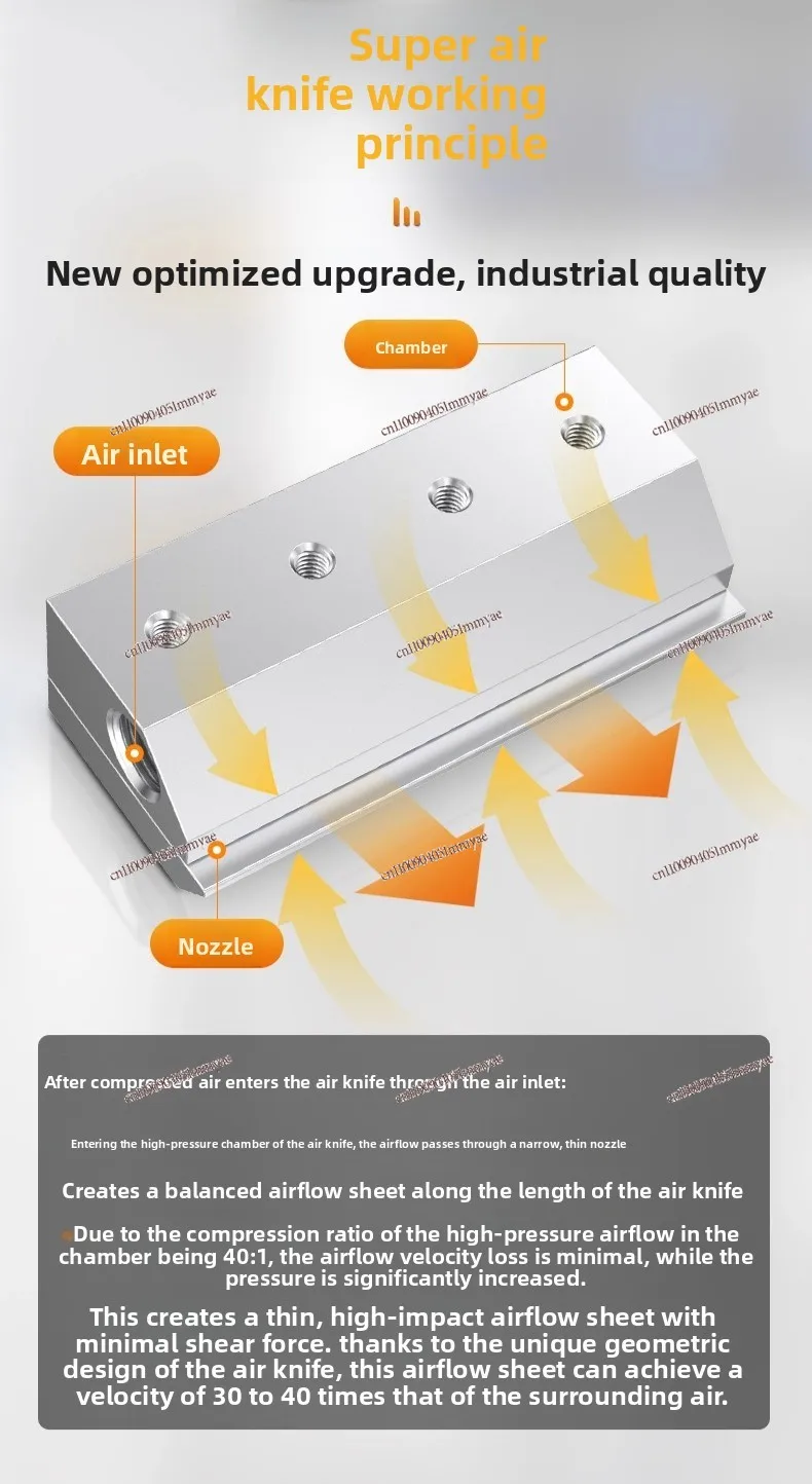 Aluminum alloy super air knife compressed air industrial nozzle blowing water and dust air compressor  knife