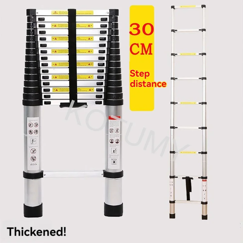 Imagem -03 - Escada Telescópica Dobrável Doméstico Escadas de Alumínio Espessado Engenharia ao ar Livre 2m 2.6m
