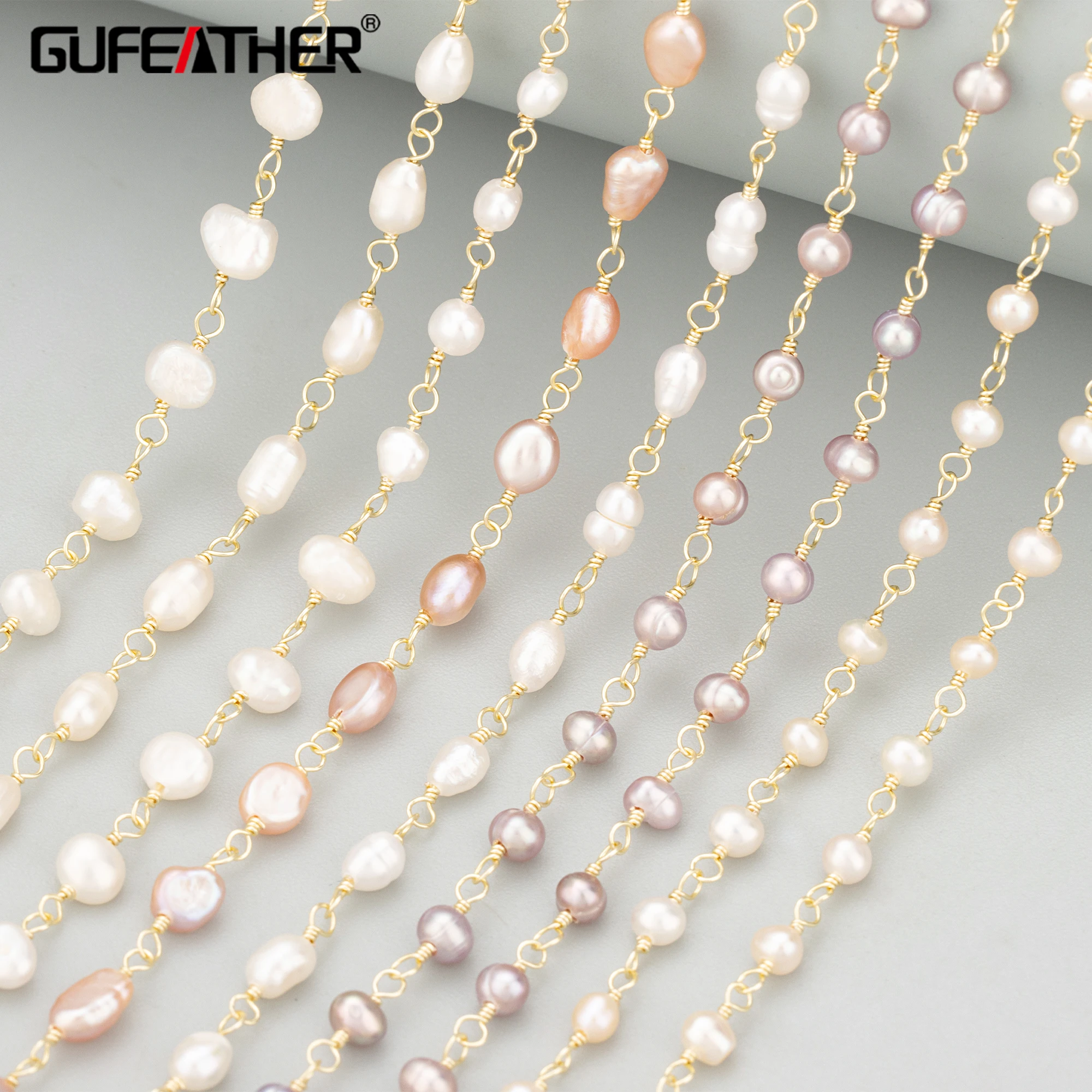 GUFEATHER C406,chain,14k gold plated,copper,natural pearl,nickel free,hand made,diy bracelet necklace,jewelry making,50cm/lot