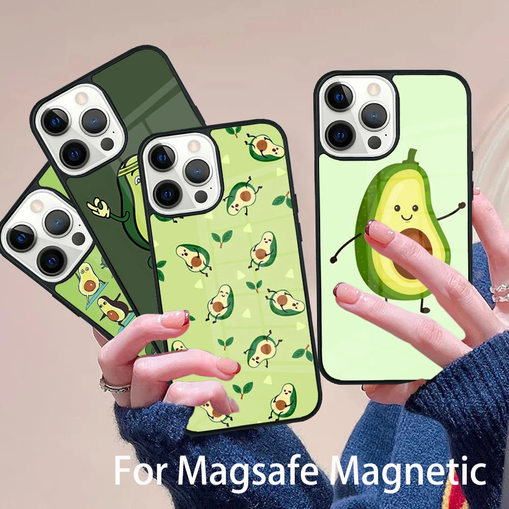 

Avocado Yoga Phone Case Magesafe Magnetic Wireless Charge Cover For IPhone 16 11 12 13 14 15 Pro Max Plus Mini