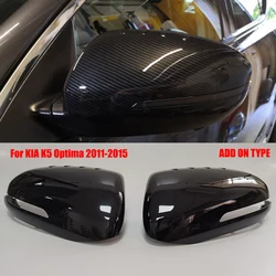 For KIA K5 Optima 2011-2015 ABS Carbon Fiber Black Buckle Style Car Exterior Body Side Door Rearview Mirror Cover Cap Shell Trim