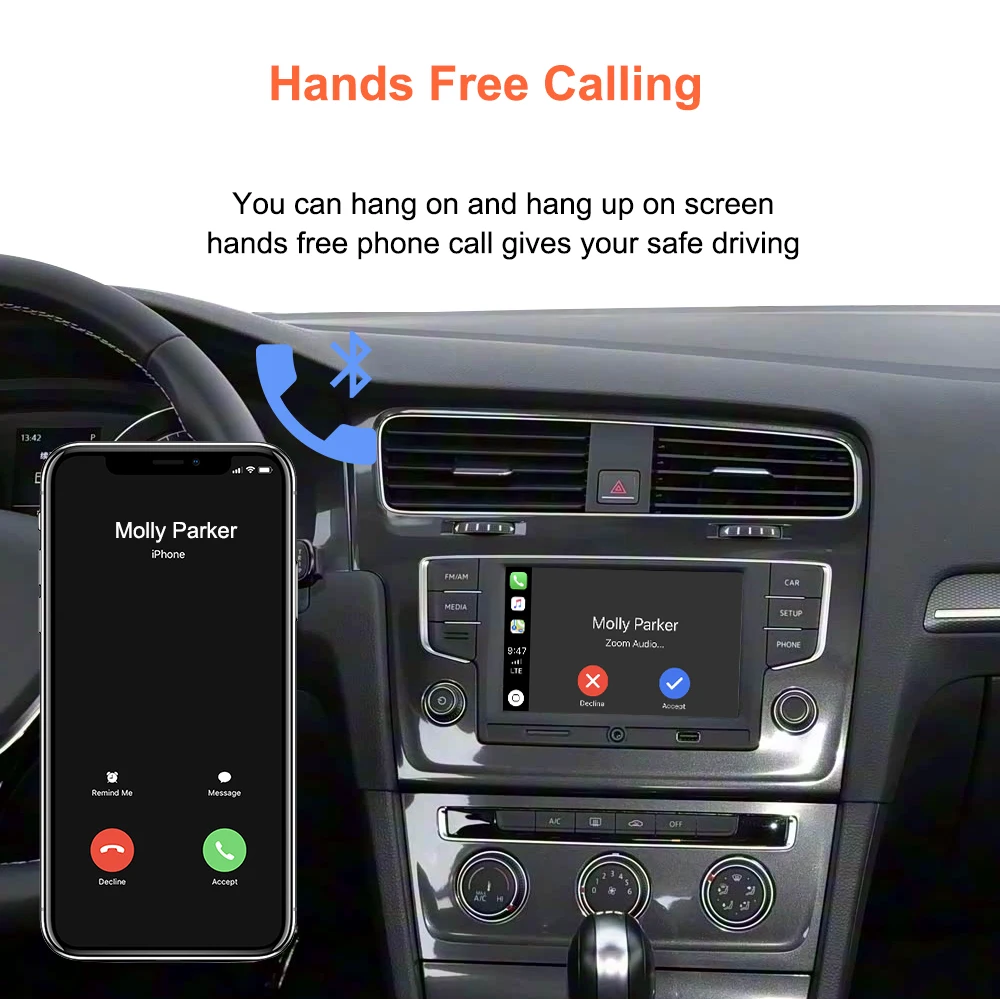 Bonroad Kabelloses Carplay Android Auto Modul Airplay AutoLink Mirror für VW Volkswagen MIB MIB2 Golf 7 Polo Passat B8 Tiguan Box – Detail 12