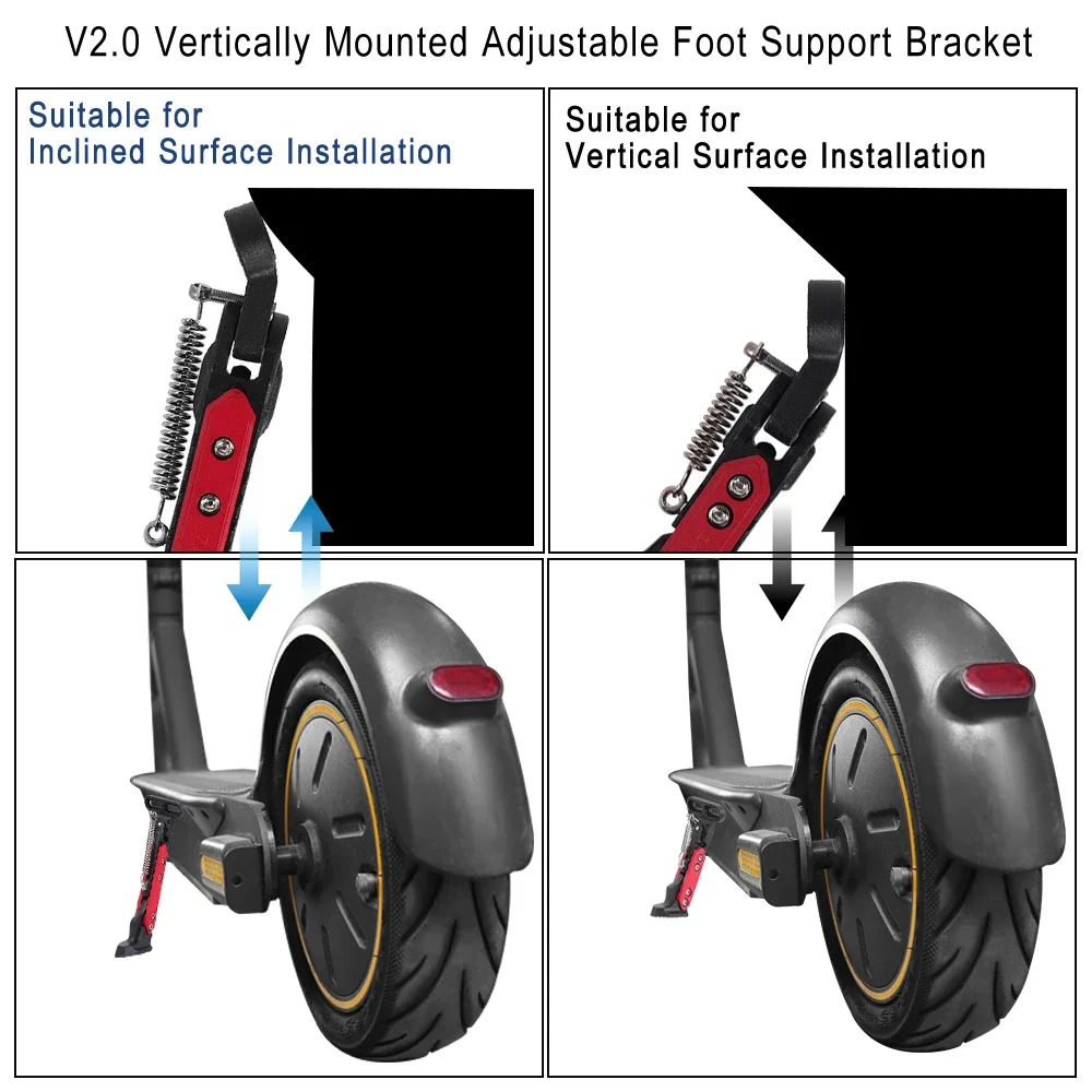 For Electric Scooters V2.0 Vertical Mounting Adjustable Foot Support Bracket Side Parking Bracket Support Parts Accessories