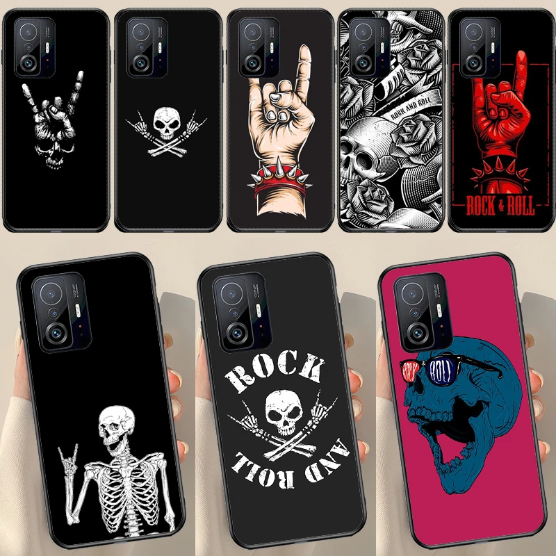 Rock and Roll Skull For POCO X5 X3 F5 Pro X4 F4 GT M5s C40 F3 Case For Xiaomi 13 Lite 12 11T 12T Pro 12X Cover