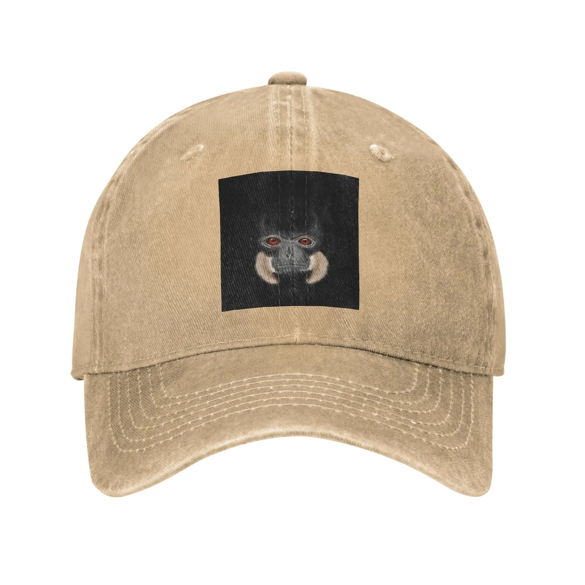 Black Gibbon Monkey Washed Denim Cap Casual Baseball Caps Adjustable Hat Summer Unisex Baseball Hats