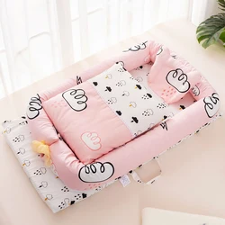 Lit de bébé avec couette et oreiller, nid de couchage pour nouveau-nés, lit de voyage en coton, couffin pour bébé de 0 à 24 mois