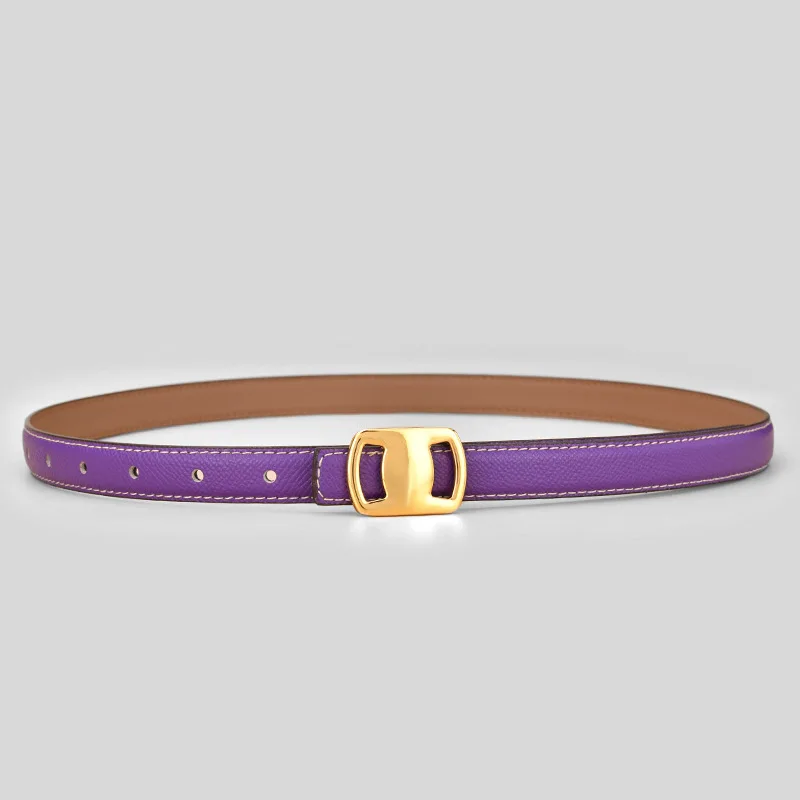 Detachable Slide Metal Buckle Waist Belts Purple Blue White Pink Real Leather Slim Waistbands Elegant Ladies Cowhide Ceintures