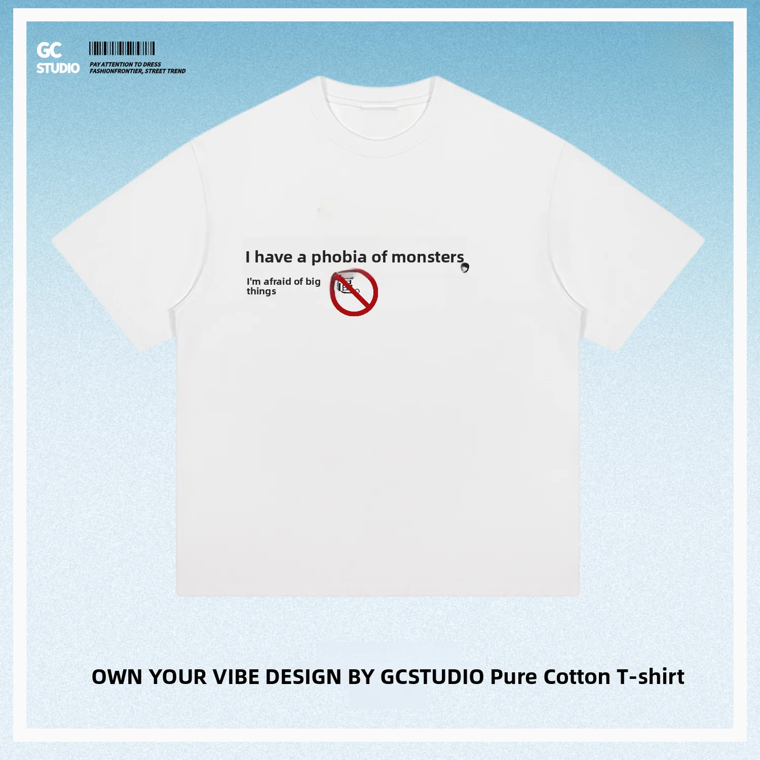 Comfortable Pure Cotton Short Sleeve T-Shirt Fear of Large Objects Fun Text Simple Text Style Casual Daily Commuting Sports T...