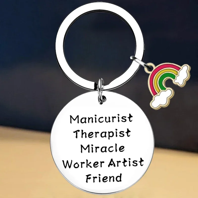 New Manicurist Gift Nail Tech Gift Keychain Manicurist Therapist Key Rings Miracle Worker Artist Friend gift