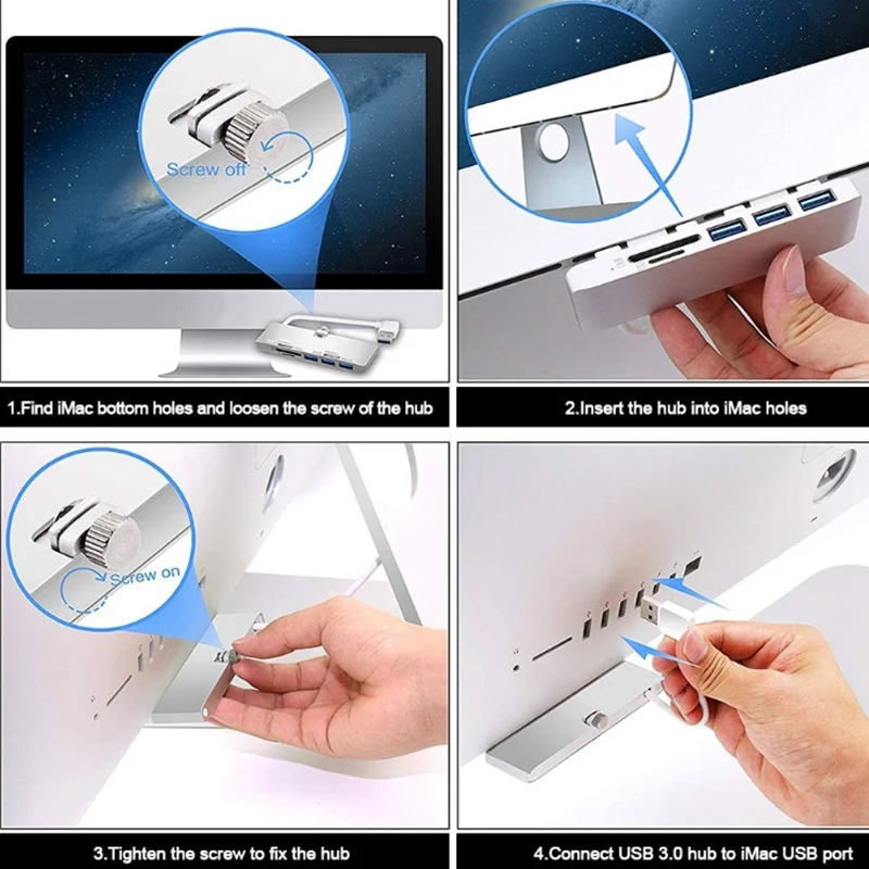 Rocketek Aluminum Alloy USB 3.0 Hub 3 Port Adapter Splitter with SD/TF Card Reader for iMac 21.5 27 PRO Slim Unibody Computer images - 6