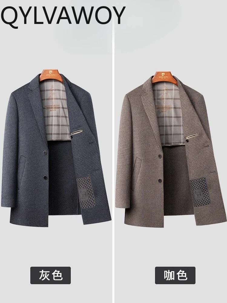 QYLVAWOY 2025 Spring Autumn New Cashmere Coat Double-Sided Wool Trench Middle-Aged Stylish Warm High-Quality Outerwear LJ2764